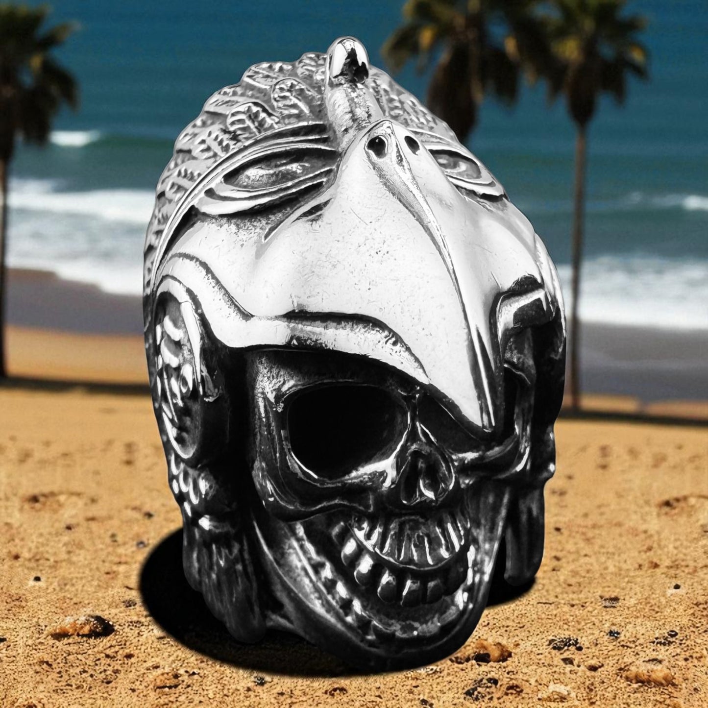 Size 12 Aztec Eagle Warrior 925 Silver Ring