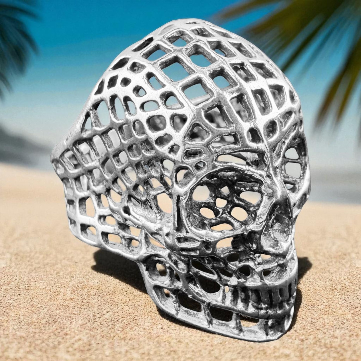 Size 13 Skull 925 Silver Ring