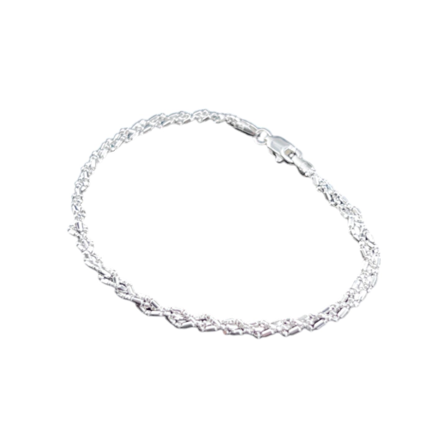 925 Sterling Silver Bracelet Chain BOLITA 120 1X1 DIAMAN TRENZADA
