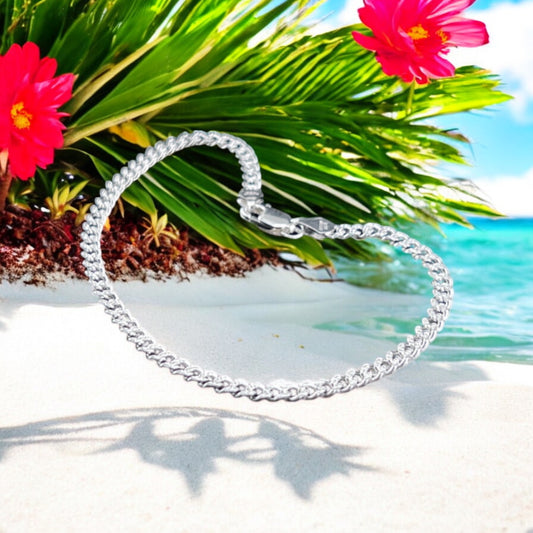 925 Sterling Silver Bracelet Chain CUBANA AMERICANA 080 ZEGRINADA