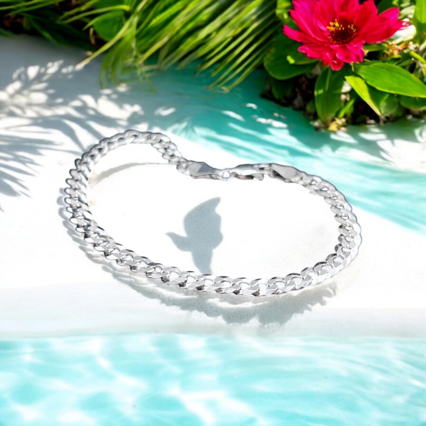 925 Sterling Silver Bracelet Chain CUBANA AMERICANA 120 ZEGRINADA