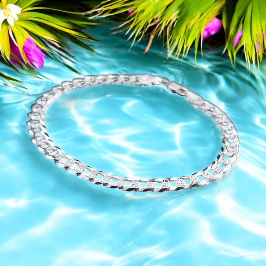 925 Sterling Silver Bracelet Chain CUBANA AMERICANA 150 ZEGRINADA