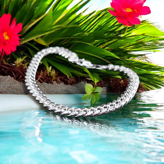 925 Sterling Silver Bracelet Chain CUBANA 180