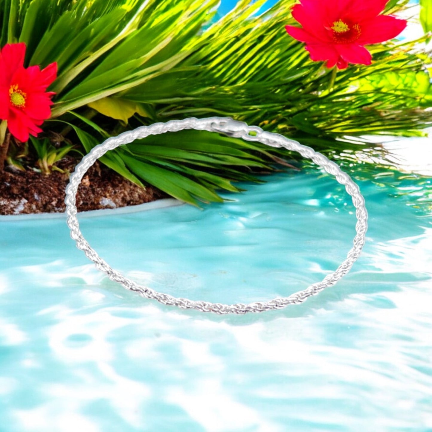 925 Sterling Silver Bracelet Chain CUERDA 040 DIAMANTADA