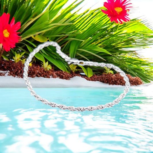 925 Sterling Silver Bracelet Chain CUERDA 050 DIAMANTADA