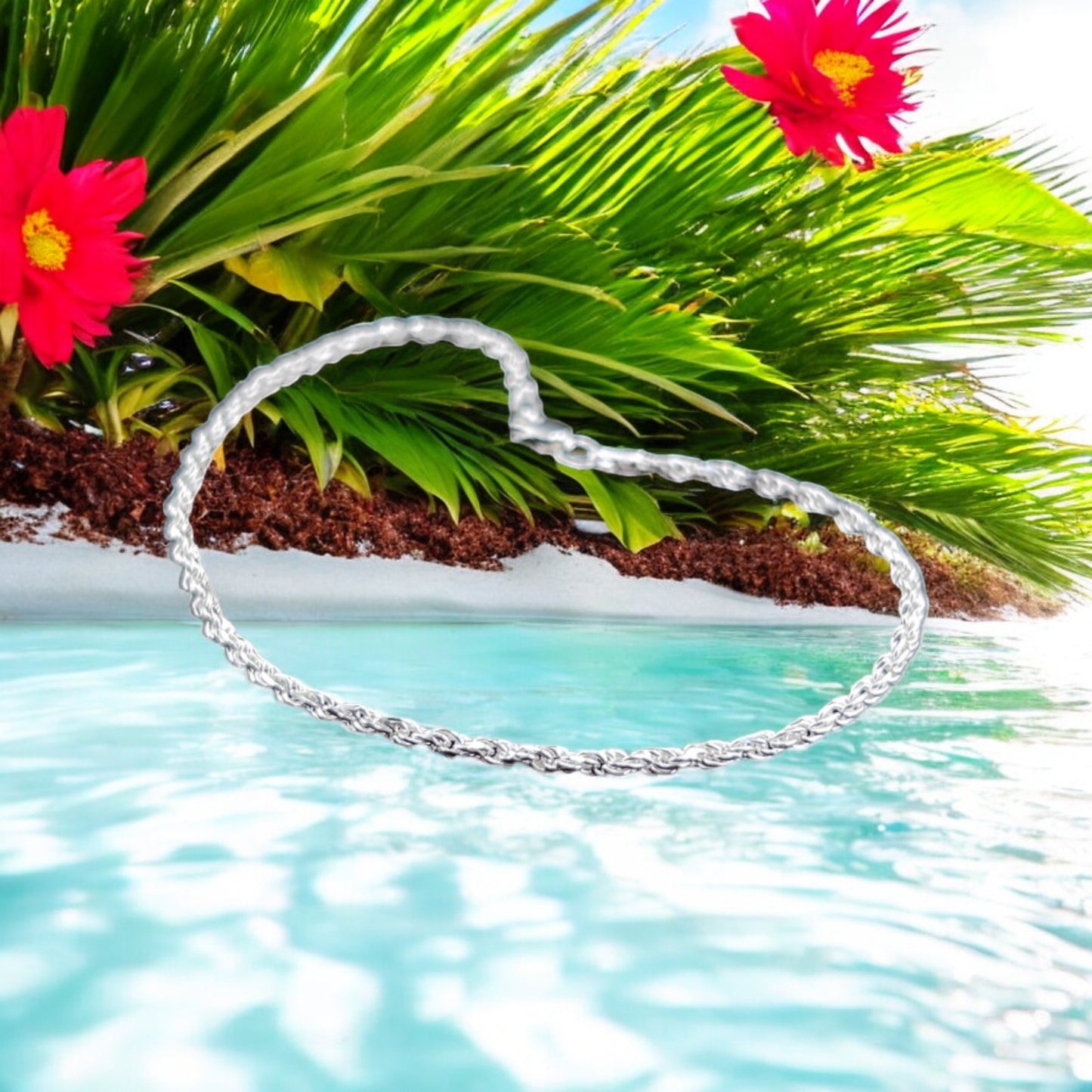 925 Sterling Silver Bracelet Chain CUERDA 050 DIAMANTADA