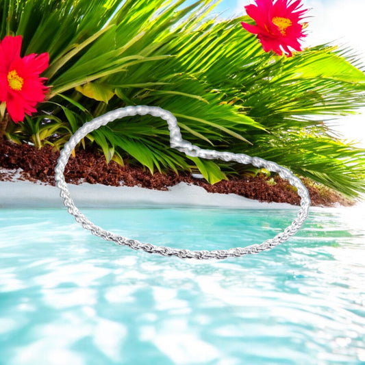 925 Sterling Silver Bracelet Chain CUERDA 050 DIAMANTADA