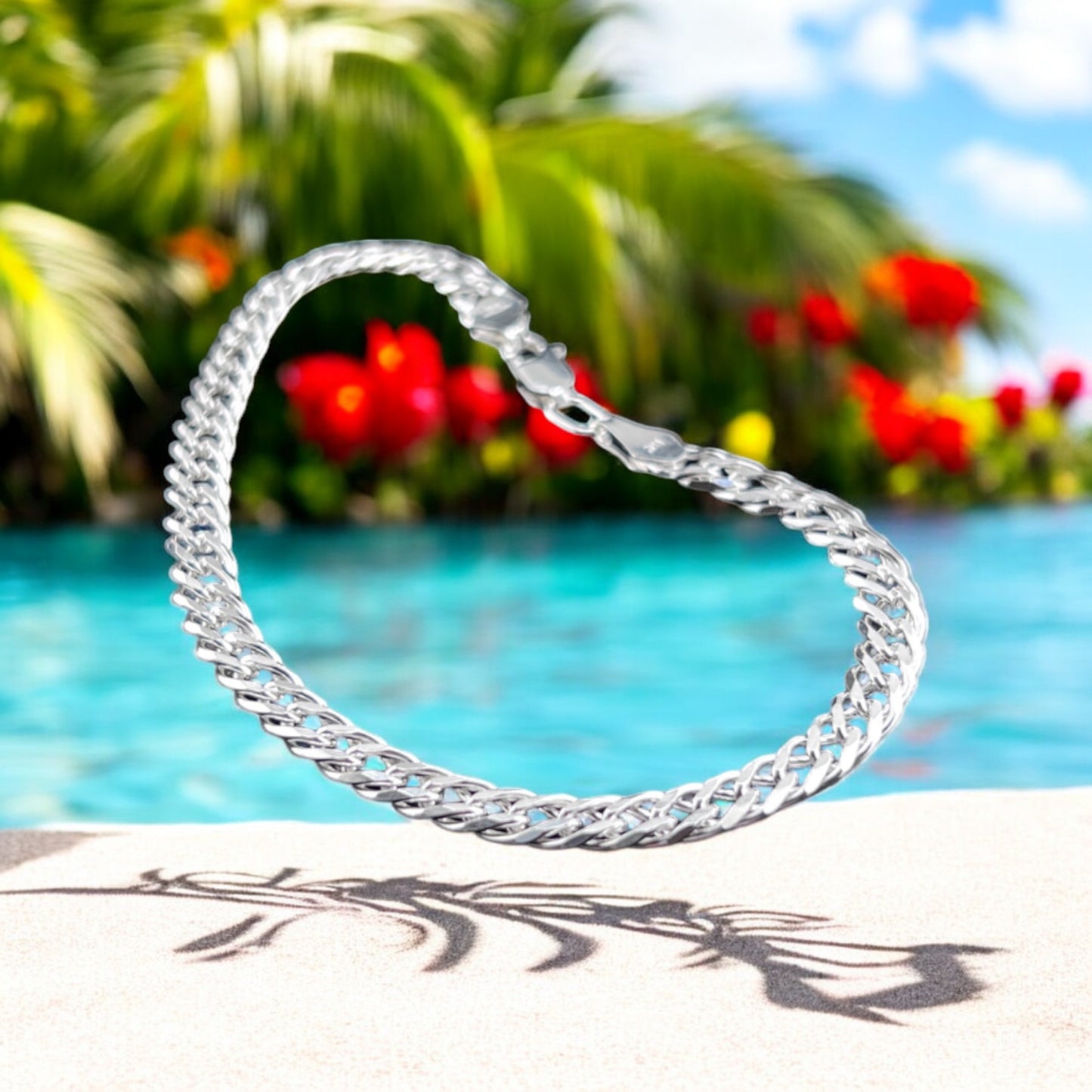 925 Sterling Silver Bracelet Chain DOBLE ROMBO 100 ZEGRINADO