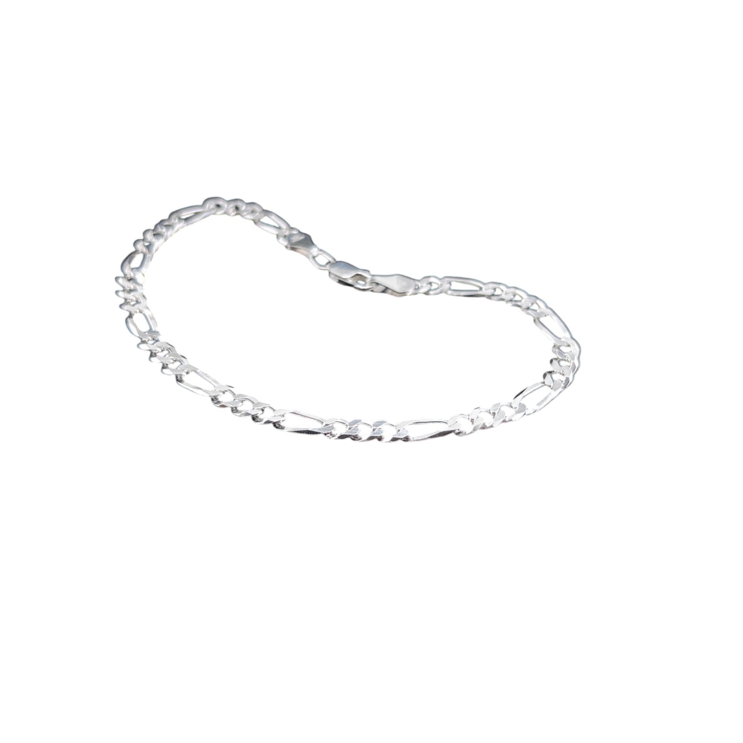 925 Sterling Silver Bracelet Chain FIGARO CUBANA 120 3X1 ZEGRINADA