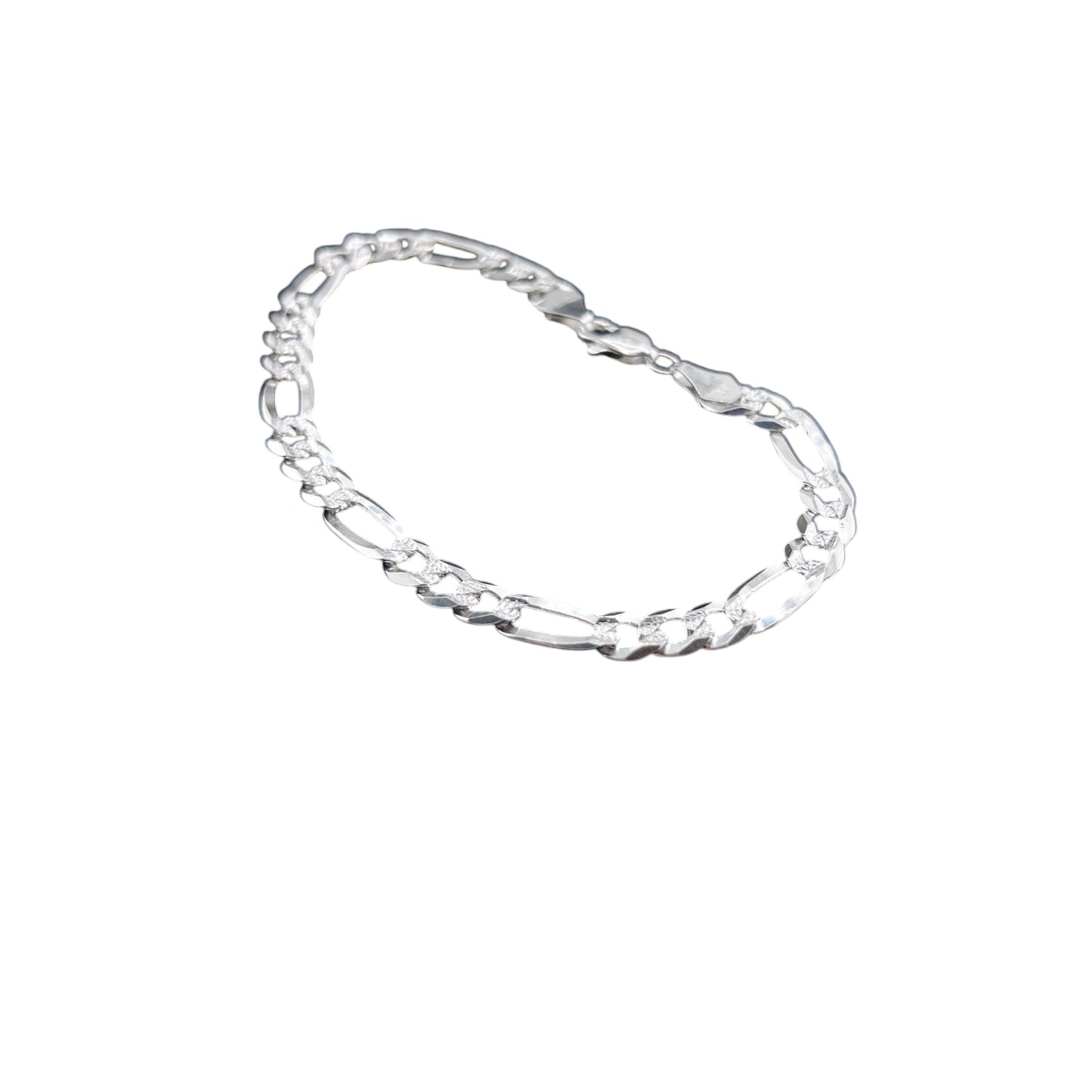 925 Sterling Silver Bracelet Chain FIGARO CUBANA 150 3X1 ZEGRINADA