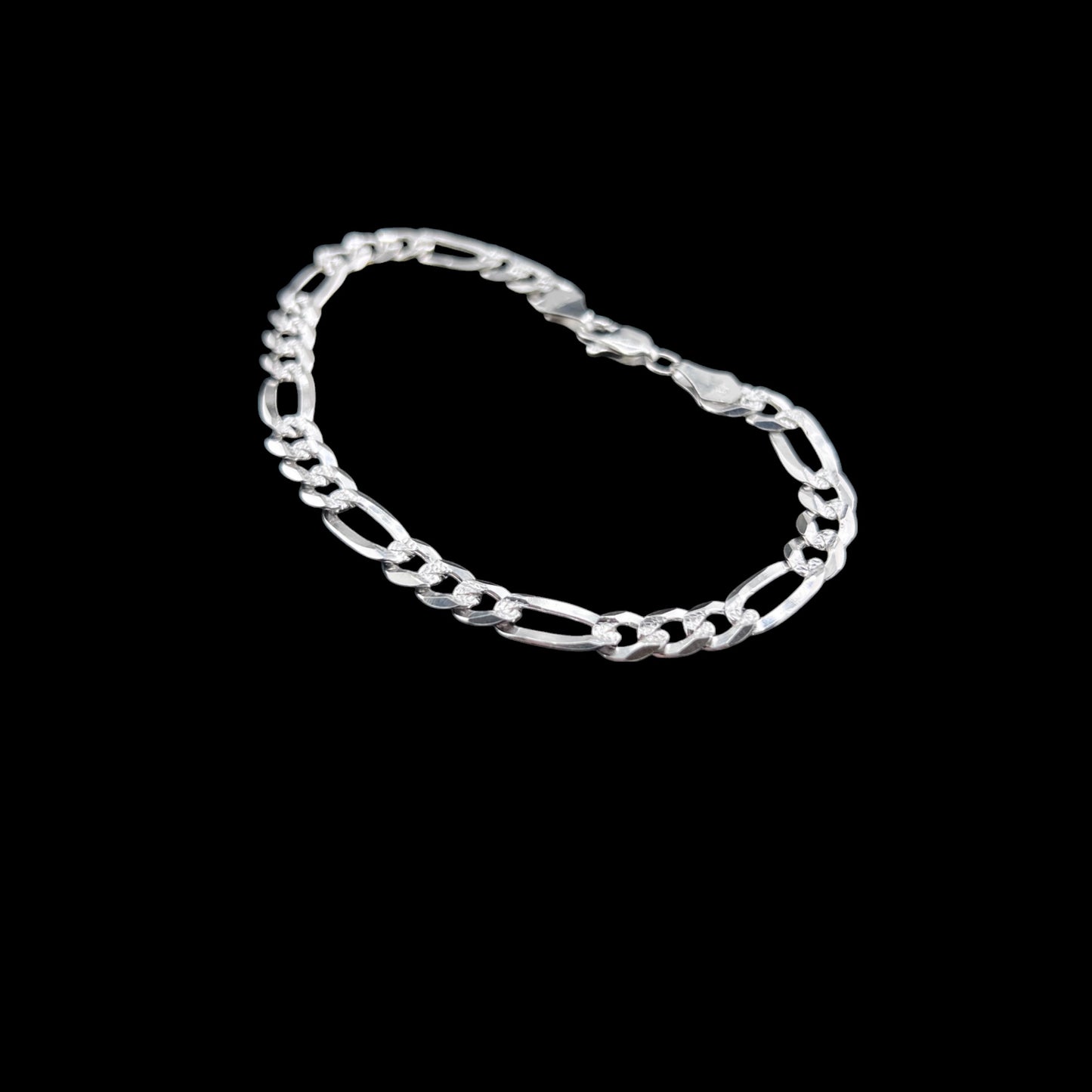 925 Sterling Silver Bracelet Chain FIGARO CUBANA 150 3X1 ZEGRINADA