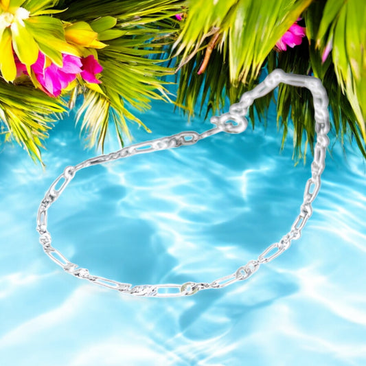 925 Sterling Silver Bracelet Chain FIGARO 050 3X1 TORCIDO