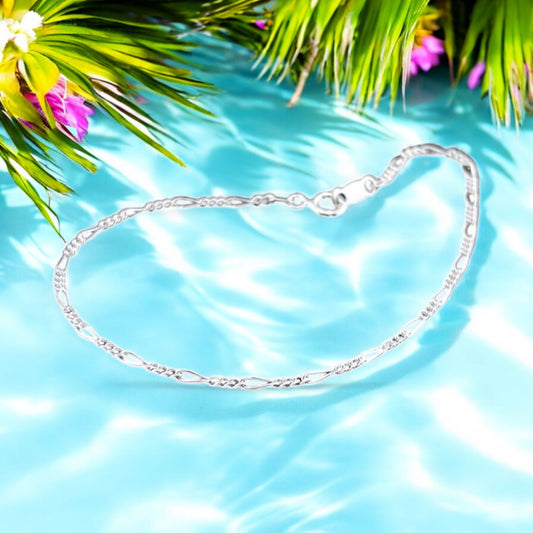 925 Sterling Silver Bracelet Chain FIGARO 050 3X1 FORJADA
