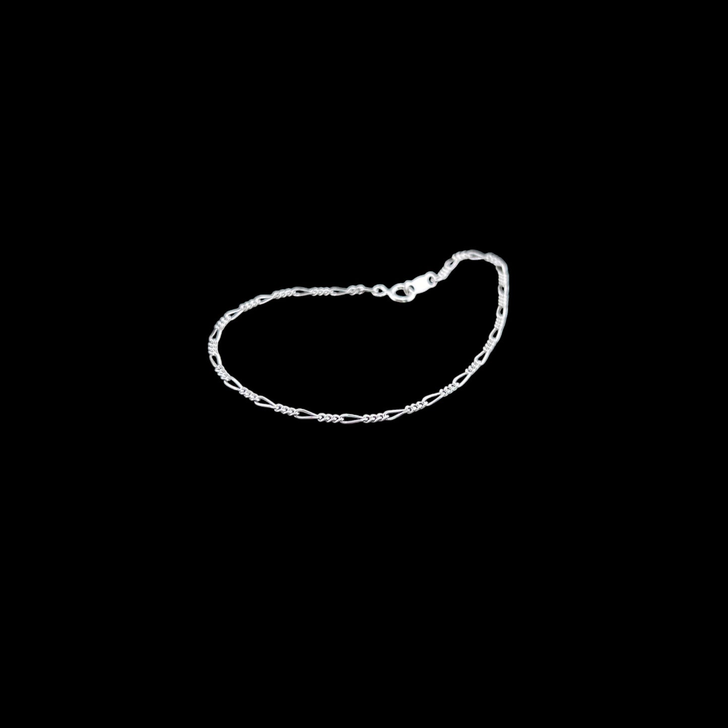 925 Sterling Silver Bracelet Chain FIGARO 050 3X1 FORJADA