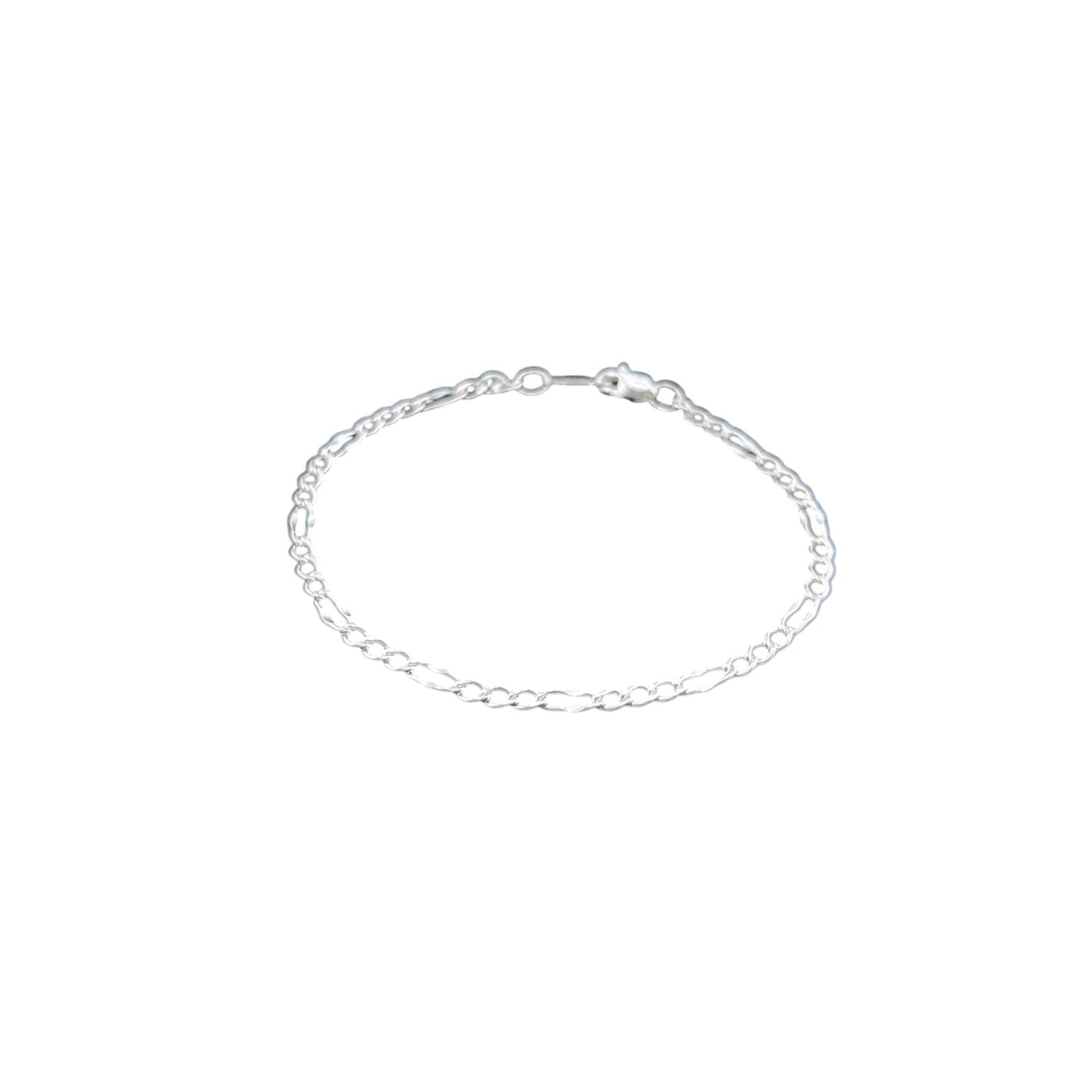 925 Sterling Silver Bracelet Chain FIGARO 070 3X1 FORJADO