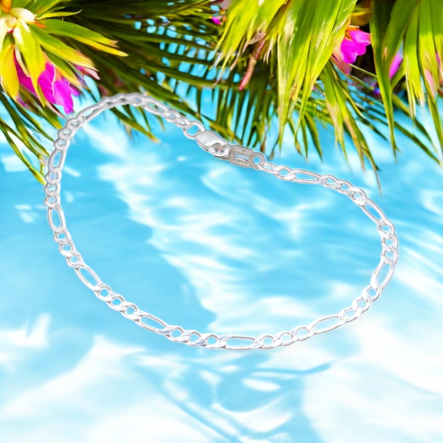 925 Sterling Silver Bracelet Chain FIGARO 070 3X1 ZEGRINADO