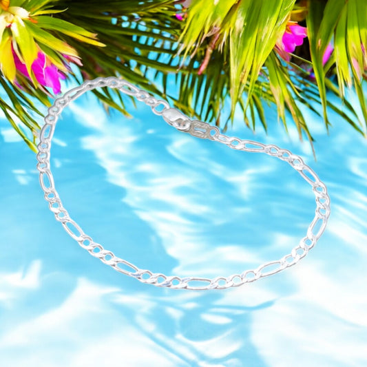 925 Sterling Silver Bracelet Chain FIGARO 070 3X1 ZEGRINADO