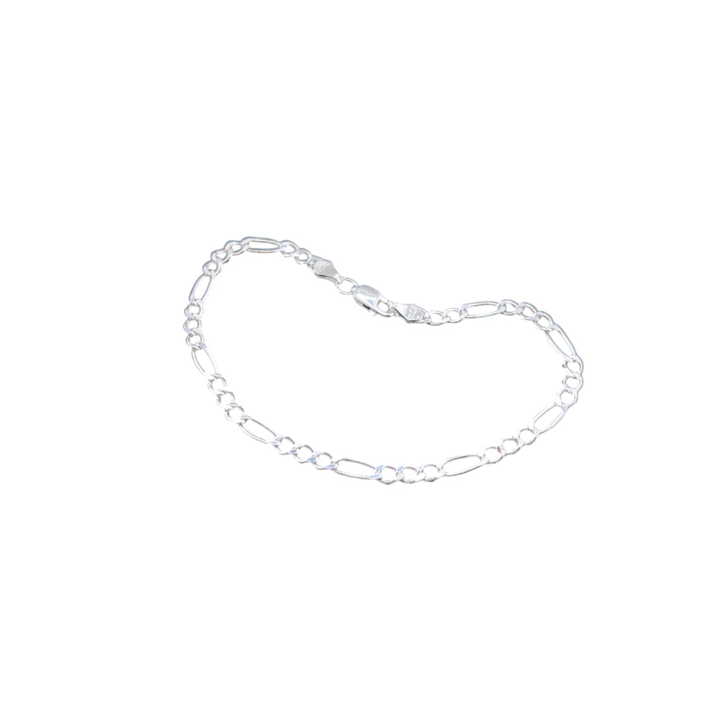 925 Sterling Silver Bracelet Chain FIGARO 080 3X1 ZEGRINADO