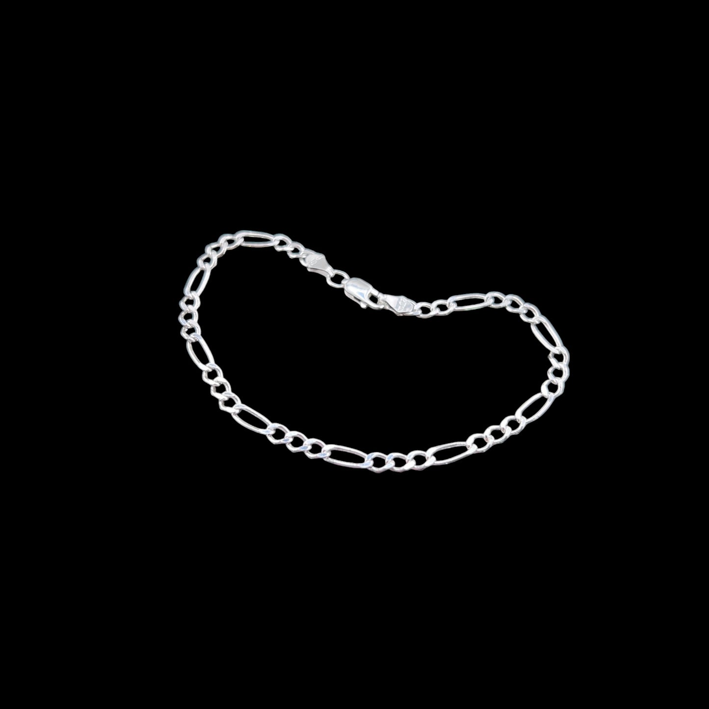 925 Sterling Silver Bracelet Chain FIGARO 080 3X1 ZEGRINADO