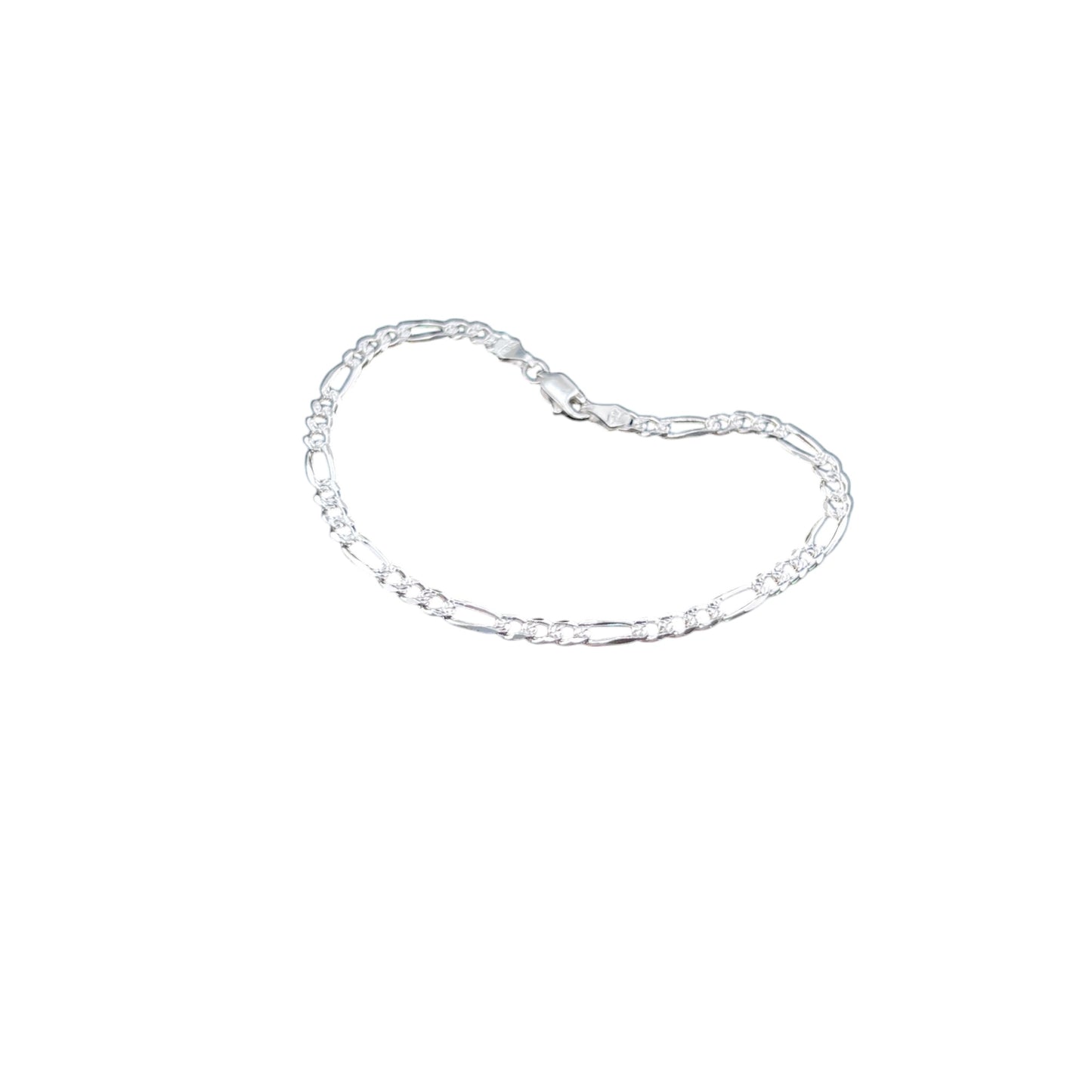 925 Sterling Silver Bracelet Chain FIGARO 100 3X1 ZEGRINADO