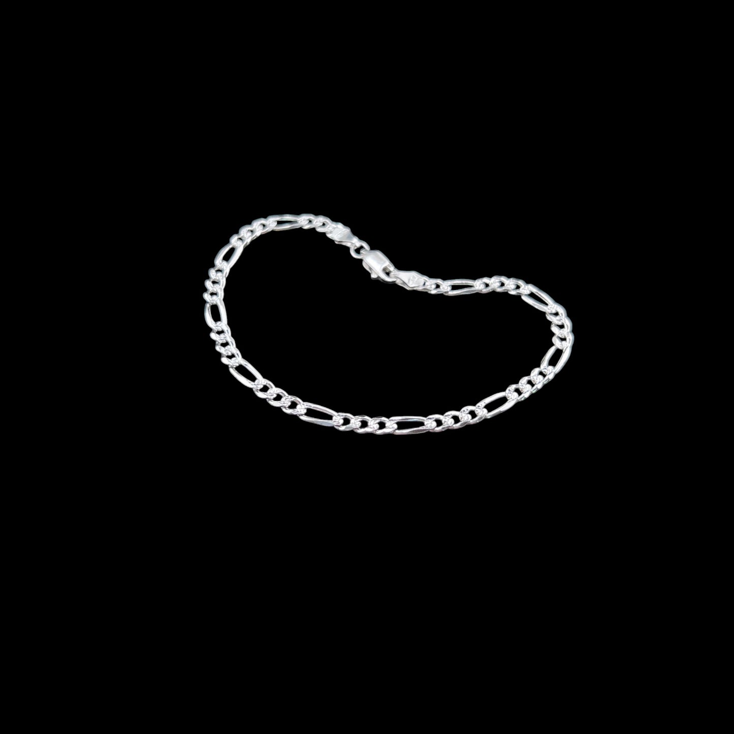 925 Sterling Silver Bracelet Chain FIGARO 100 3X1 ZEGRINADO