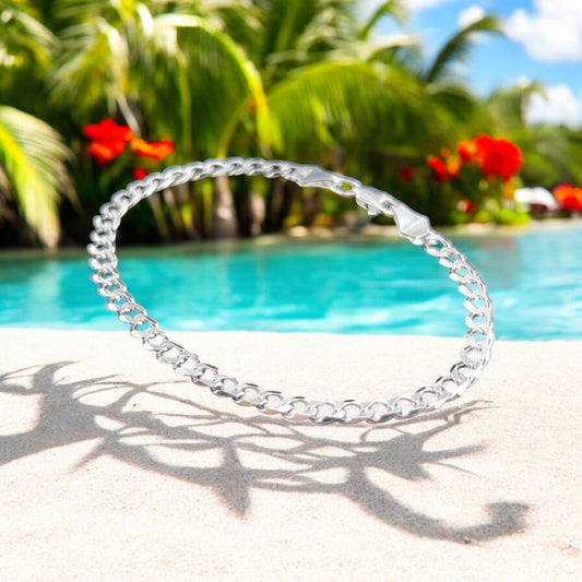 925 Sterling Silver Bracelet Chain FIGARO 120 1X0 LIGERA ZEGRINADA