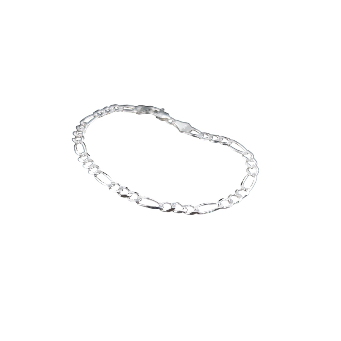 925 Sterling Silver Bracelet Chain FIGARO 120 3X1 LIGERO ZEGRINADO