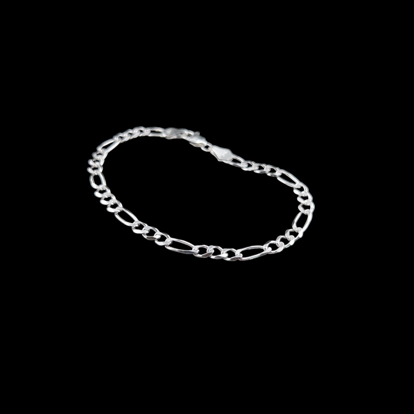 925 Sterling Silver Bracelet Chain FIGARO 120 3X1 LIGERO ZEGRINADO