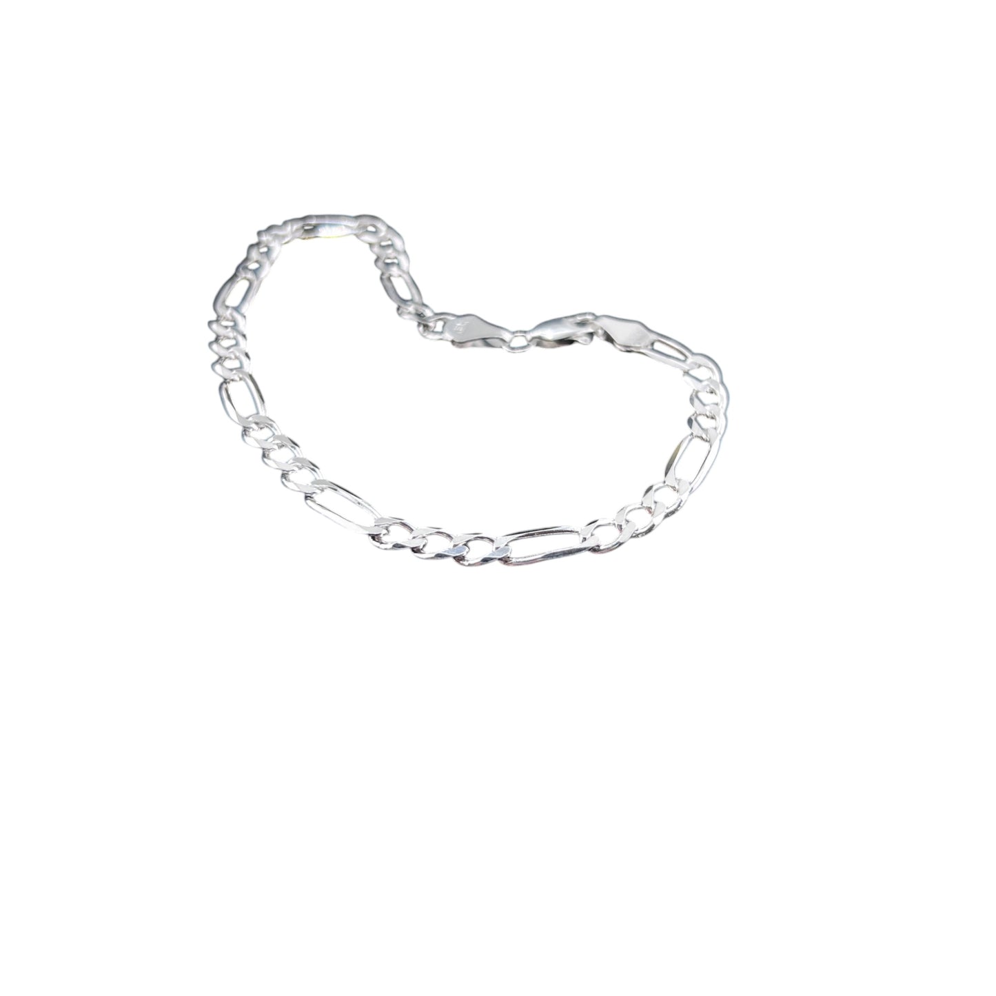 925 Sterling Silver Bracelet Chain FIGARO 150 3X1 LIGERO ZEGRINADO