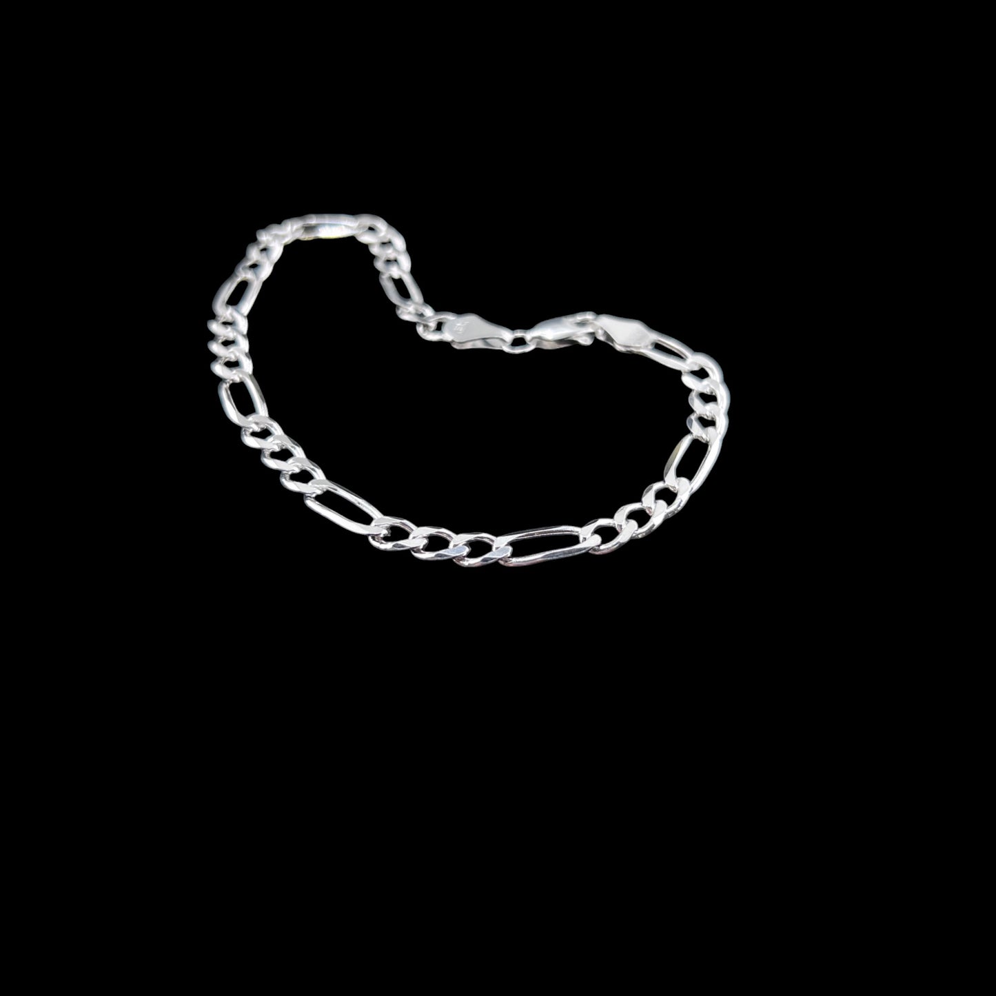 925 Sterling Silver Bracelet Chain FIGARO 150 3X1 LIGERO ZEGRINADO