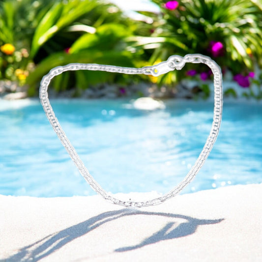 925 Sterling Silver Bracelet Chain GUCCI ANCLA 050 MARTILLADA
