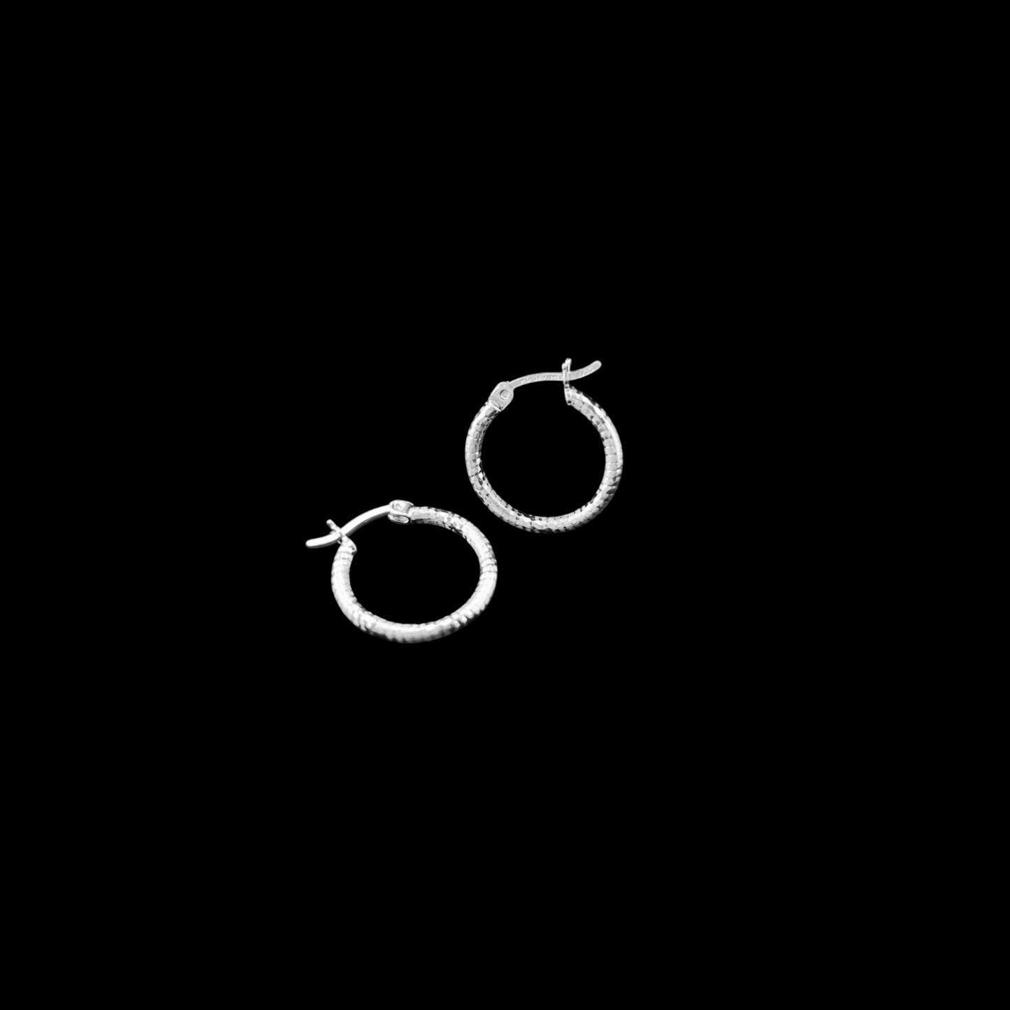 925 HOOP Silver Earrings Diamond Cut AD200CD
