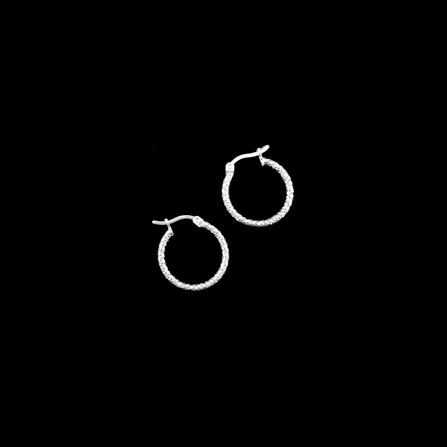 925 HOOP  Silver Earrings Diamond Cut AD200PN