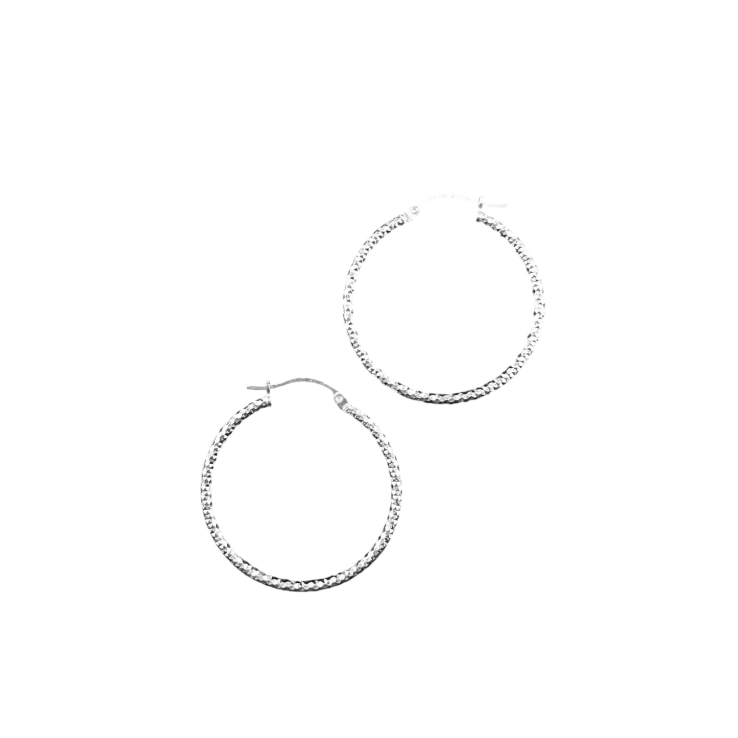 925 HOOP  Silver Earrings Diamond Cut AD200PN