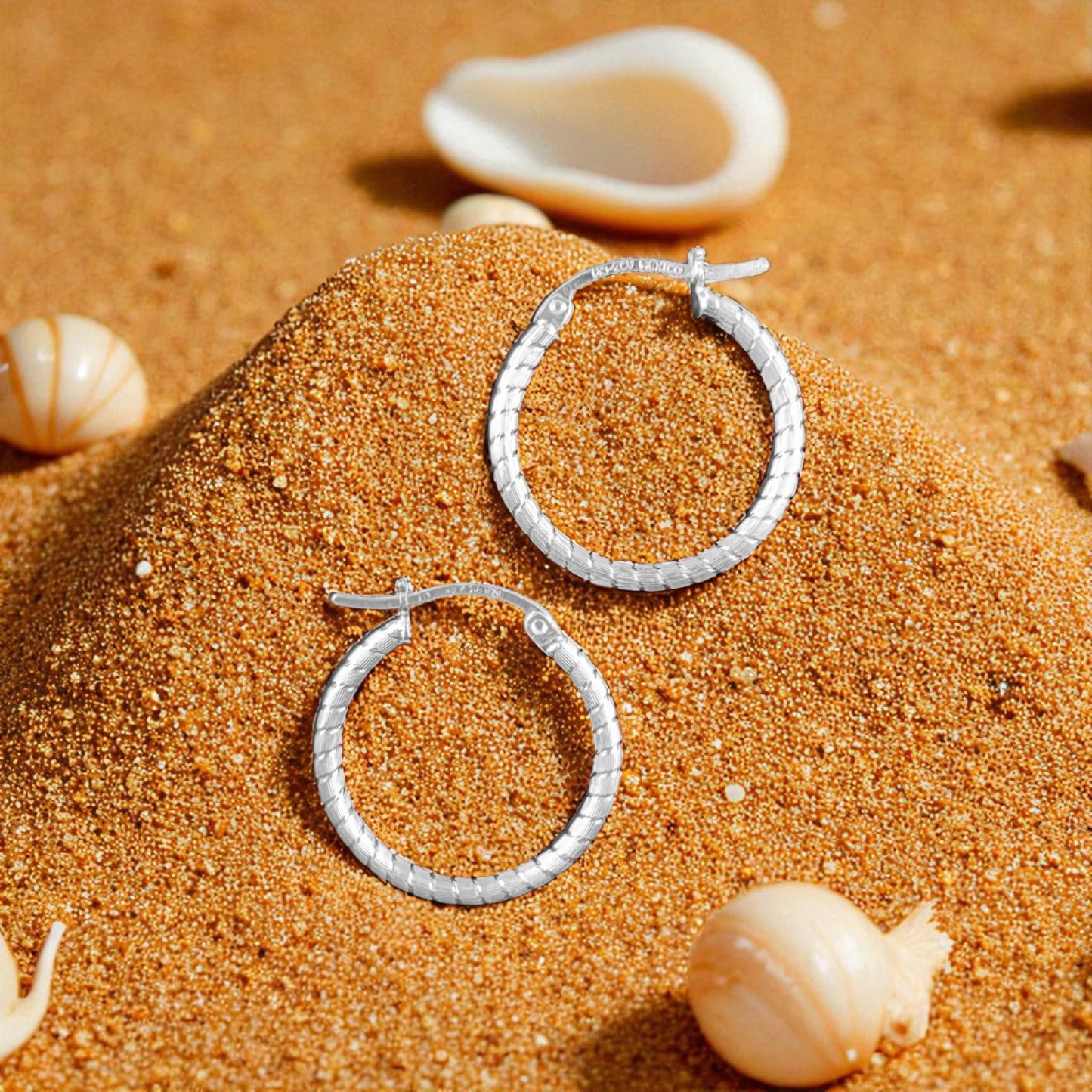 925 HOOP  Silver Earrings Diamond Cut AD200CT