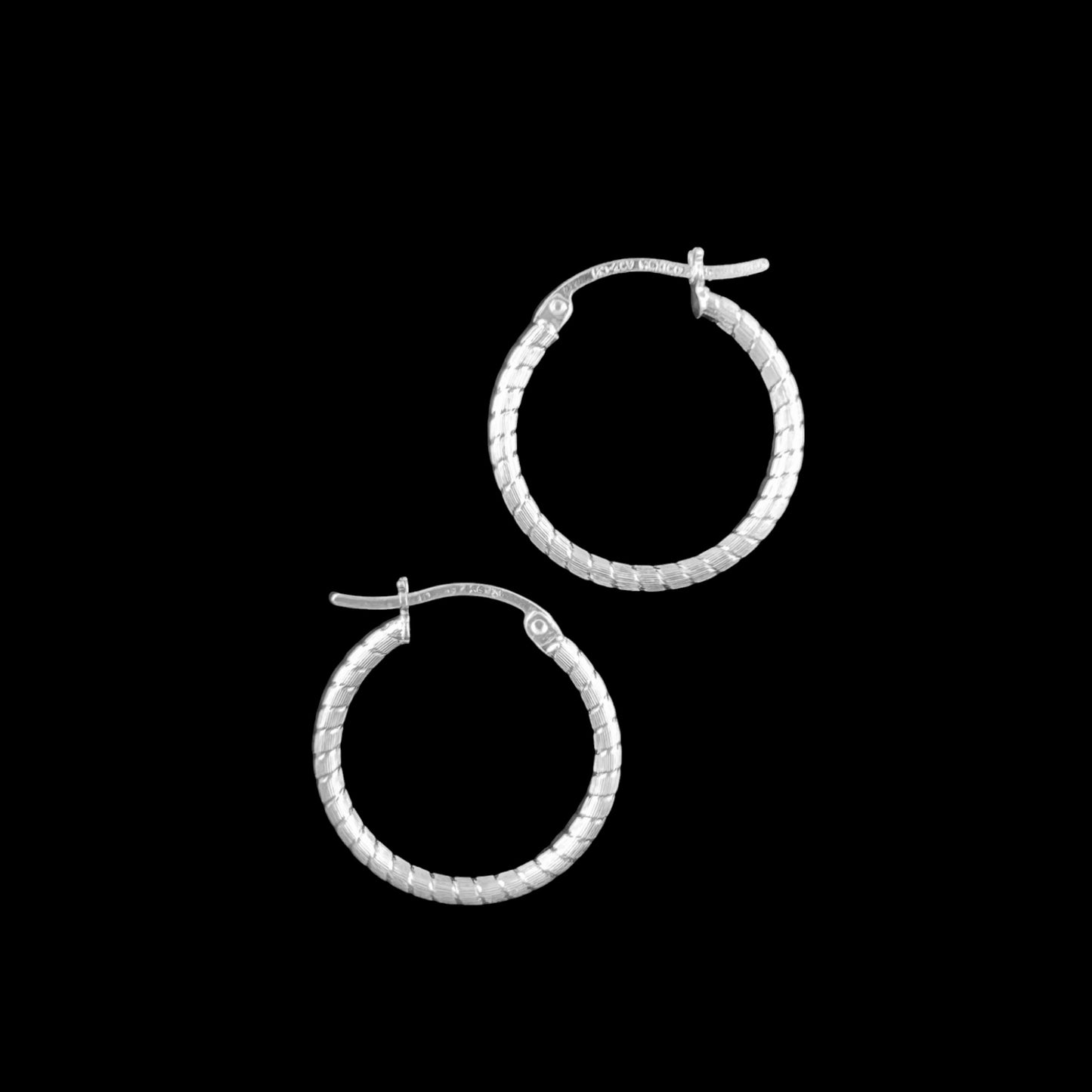 925 HOOP  Silver Earrings Diamond Cut AD200CT