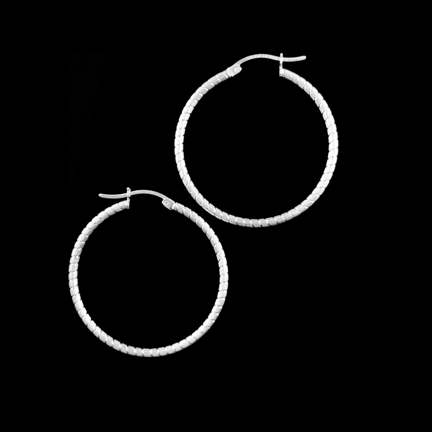 925 HOOP  Silver Earrings Diamond Cut AD200CT