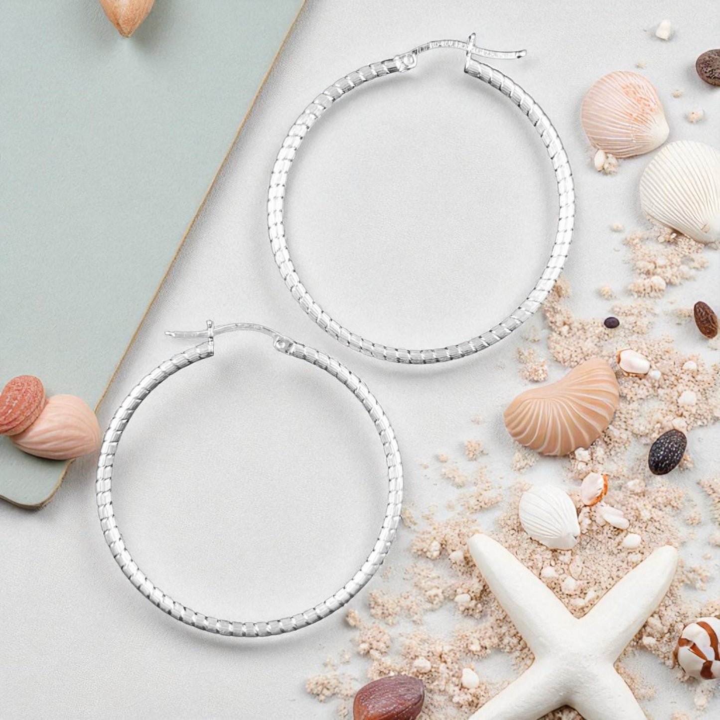 925 HOOP  Silver Earrings Diamond Cut AD200CT