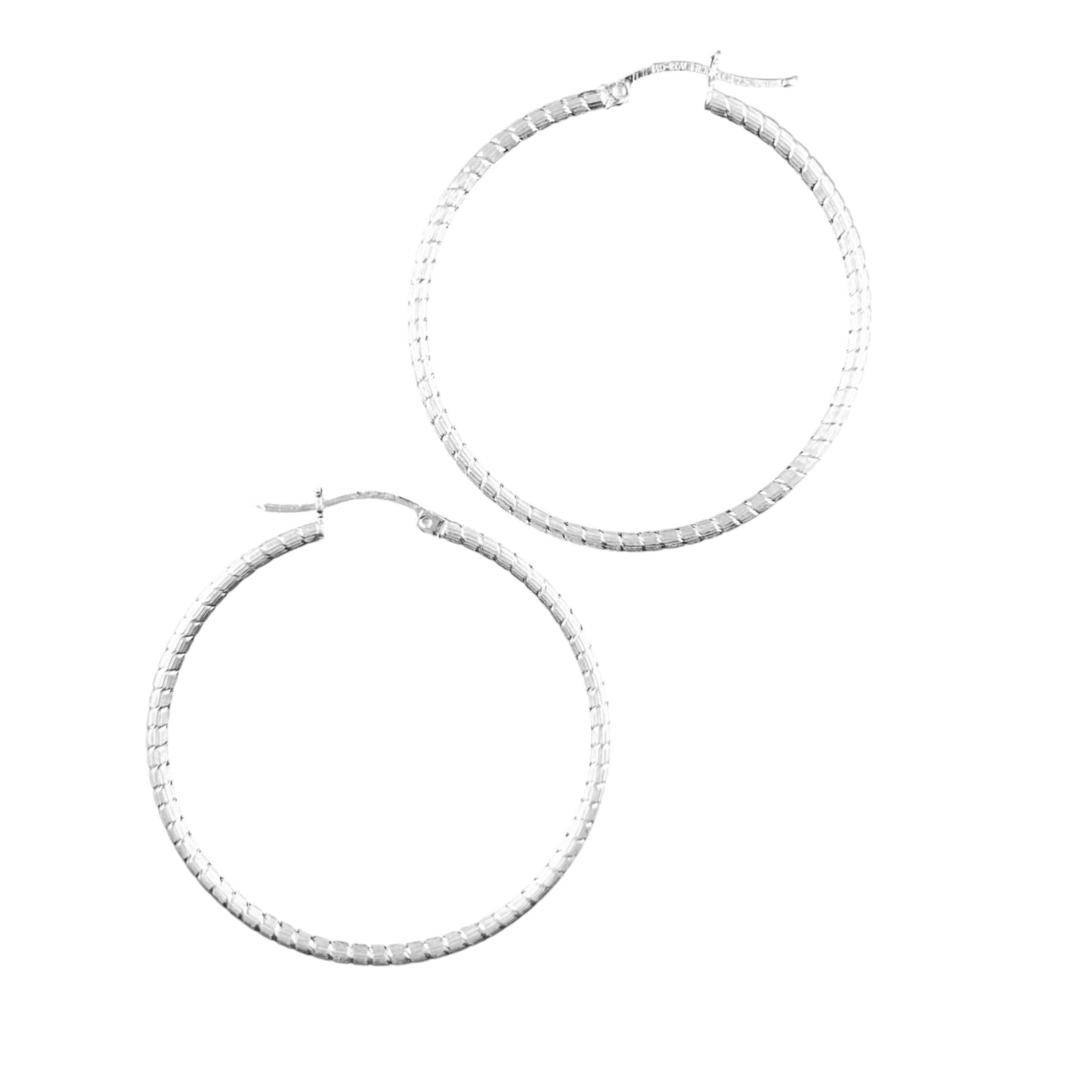 925 HOOP  Silver Earrings Diamond Cut AD200CT