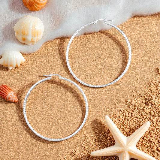 925 HOOP  Silver Earrings Diamond Cut AD200CT