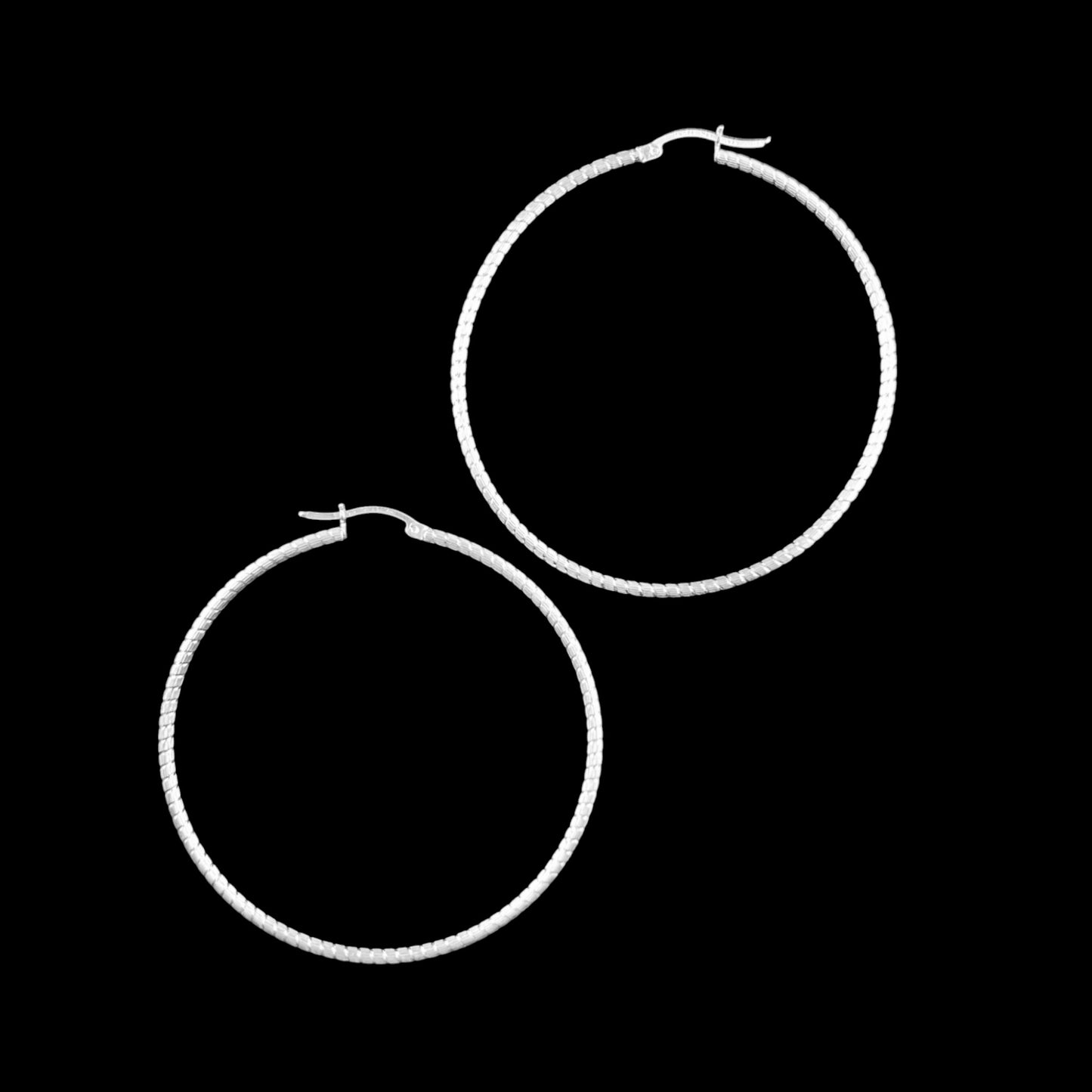 925 HOOP  Silver Earrings Diamond Cut AD200CT