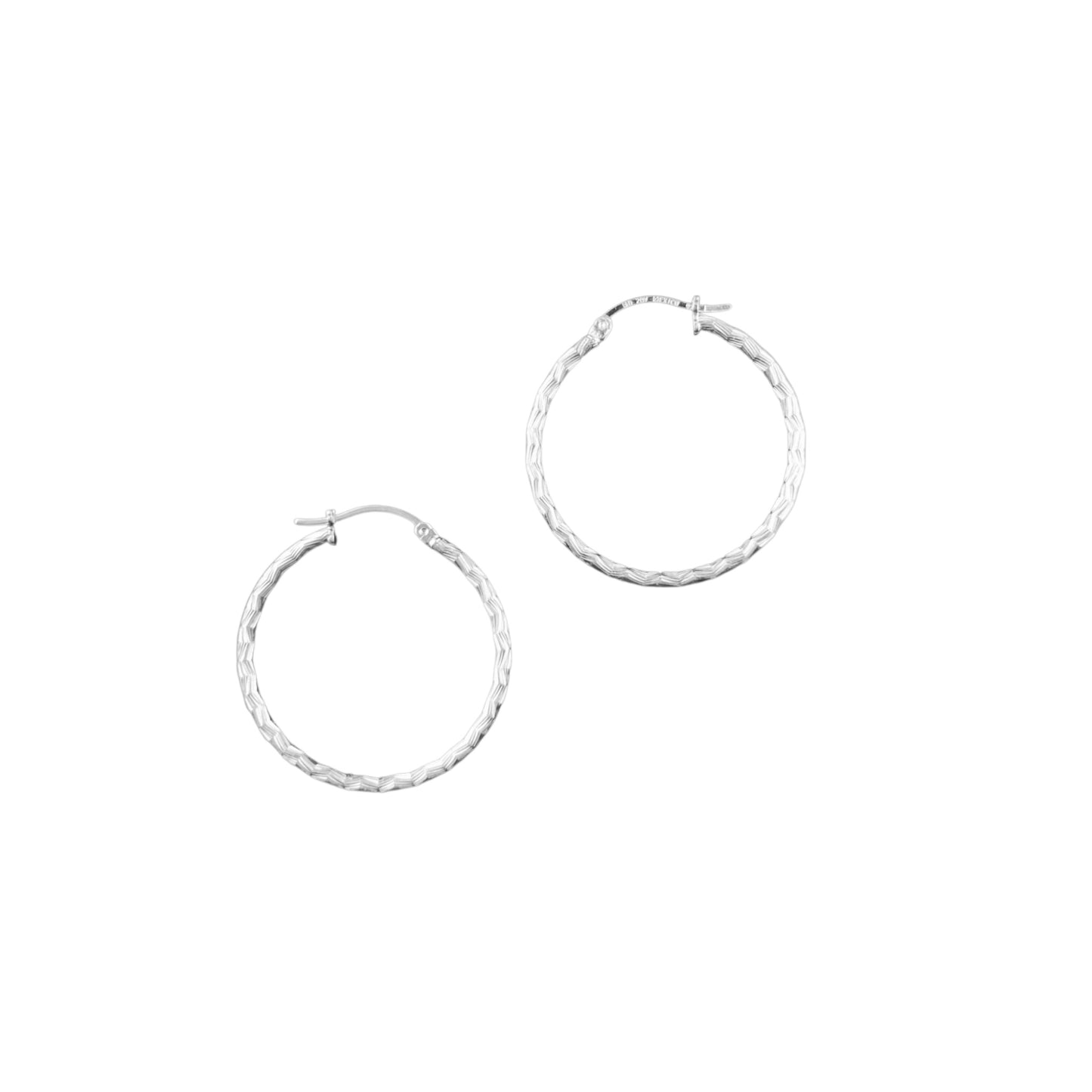 925 HOOP  Silver Earrings Diamond Cut AD200MT