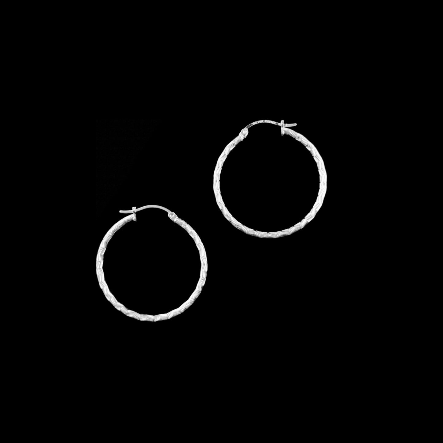 925 HOOP  Silver Earrings Diamond Cut AD200MT