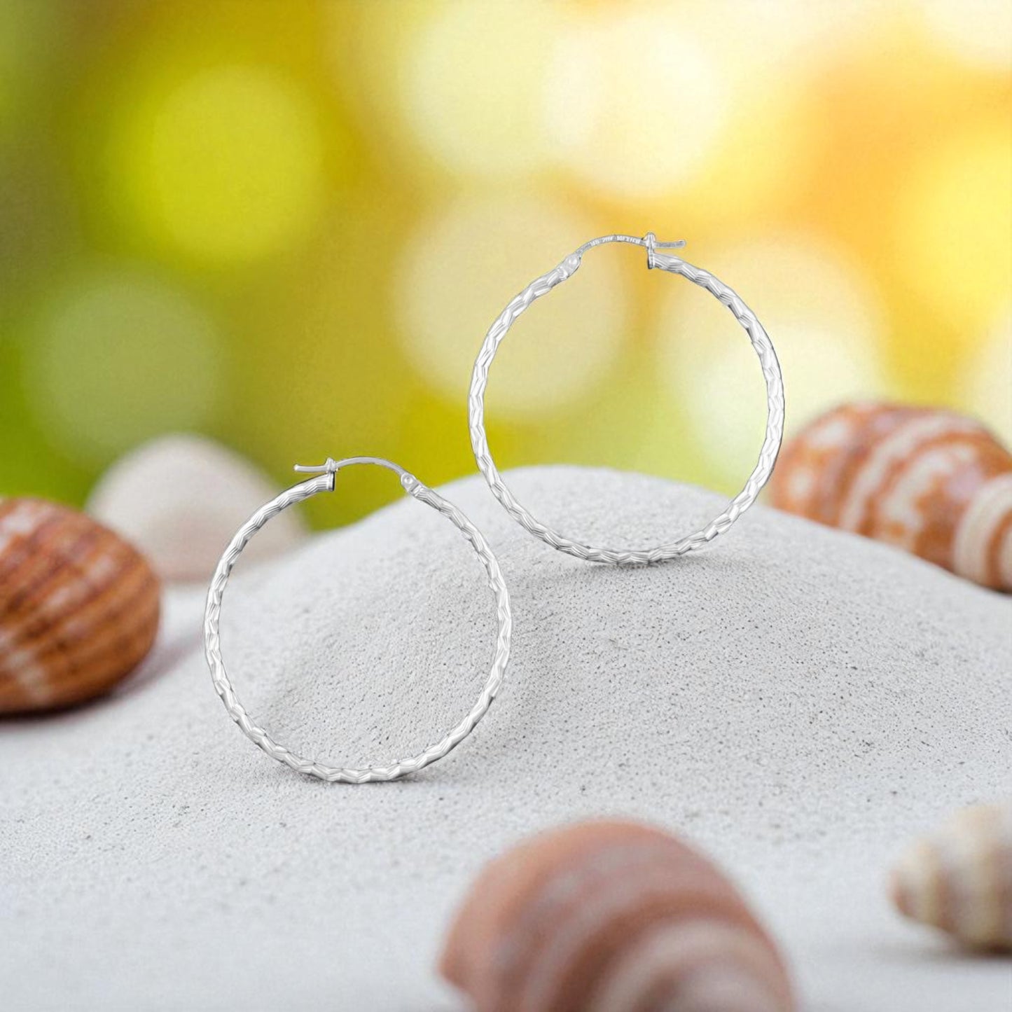 925 HOOP  Silver Earrings Diamond Cut AD200MT