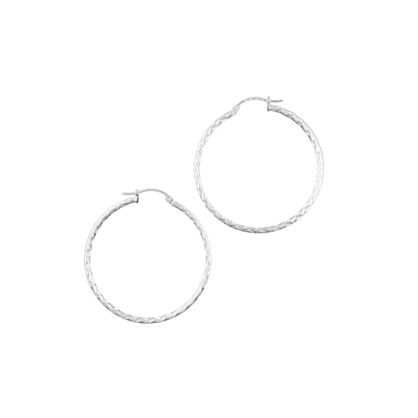 925 HOOP  Silver Earrings Diamond Cut AD200MT