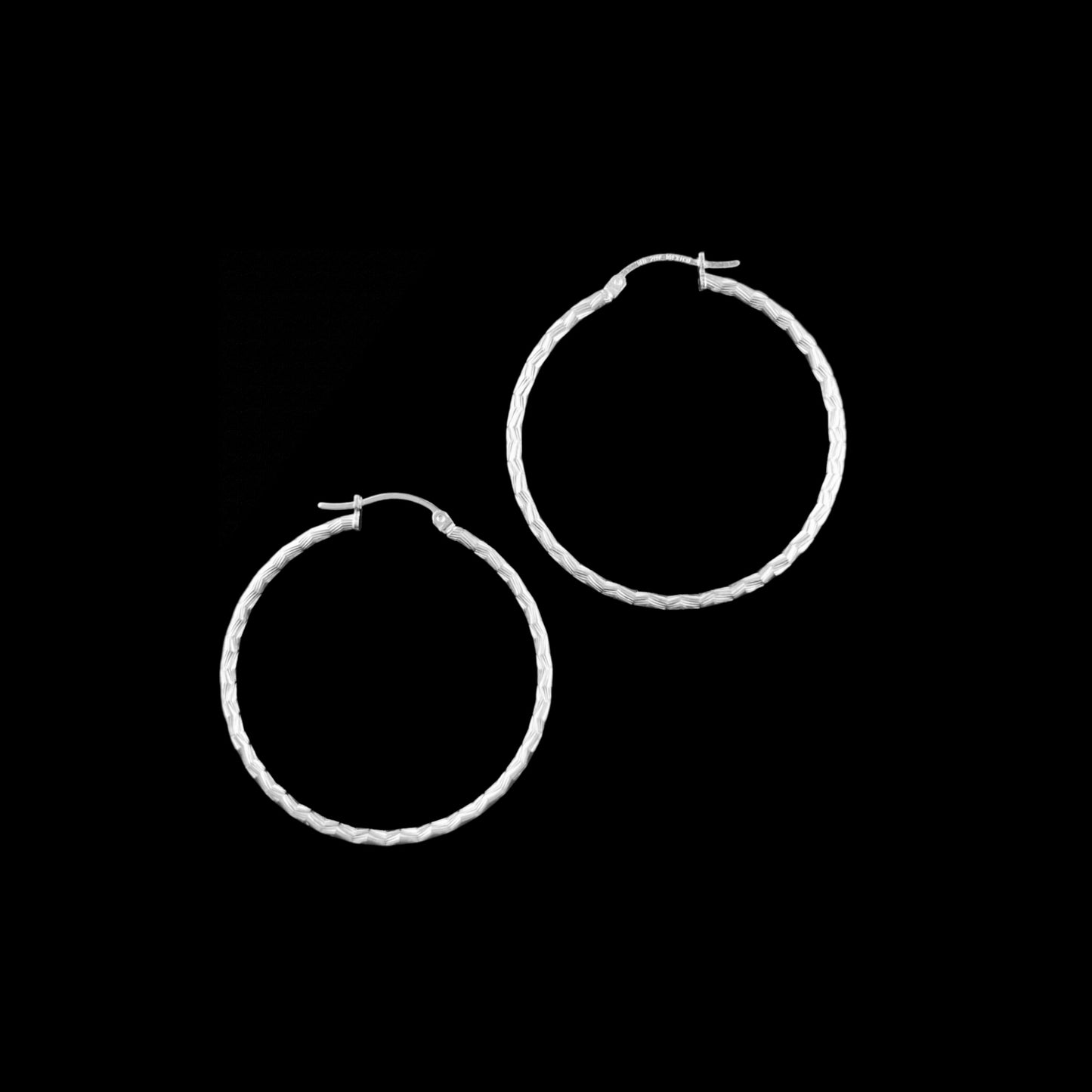 925 HOOP  Silver Earrings Diamond Cut AD200MT