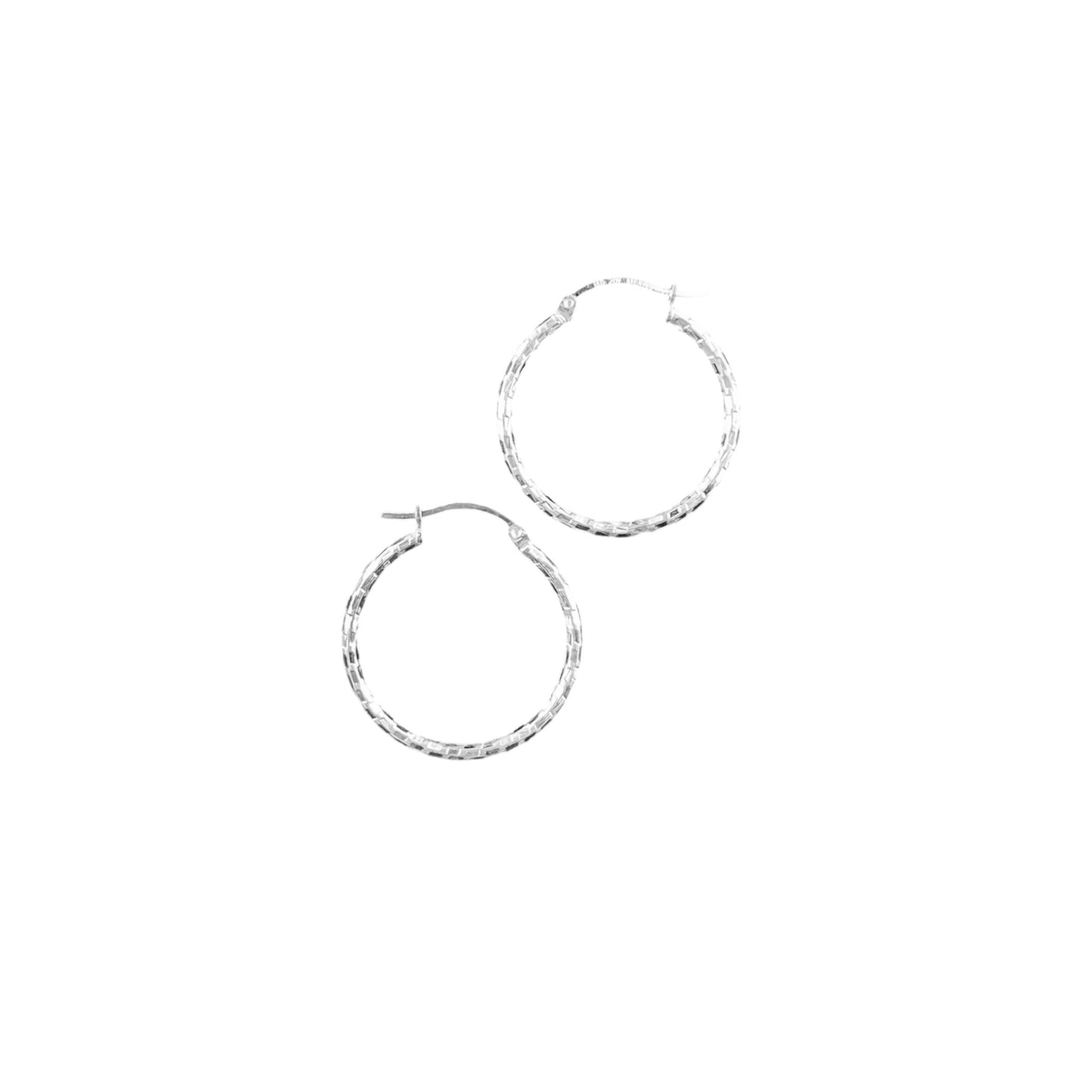 925 HOOP Silver Earrings Diamond Cut AD200CF