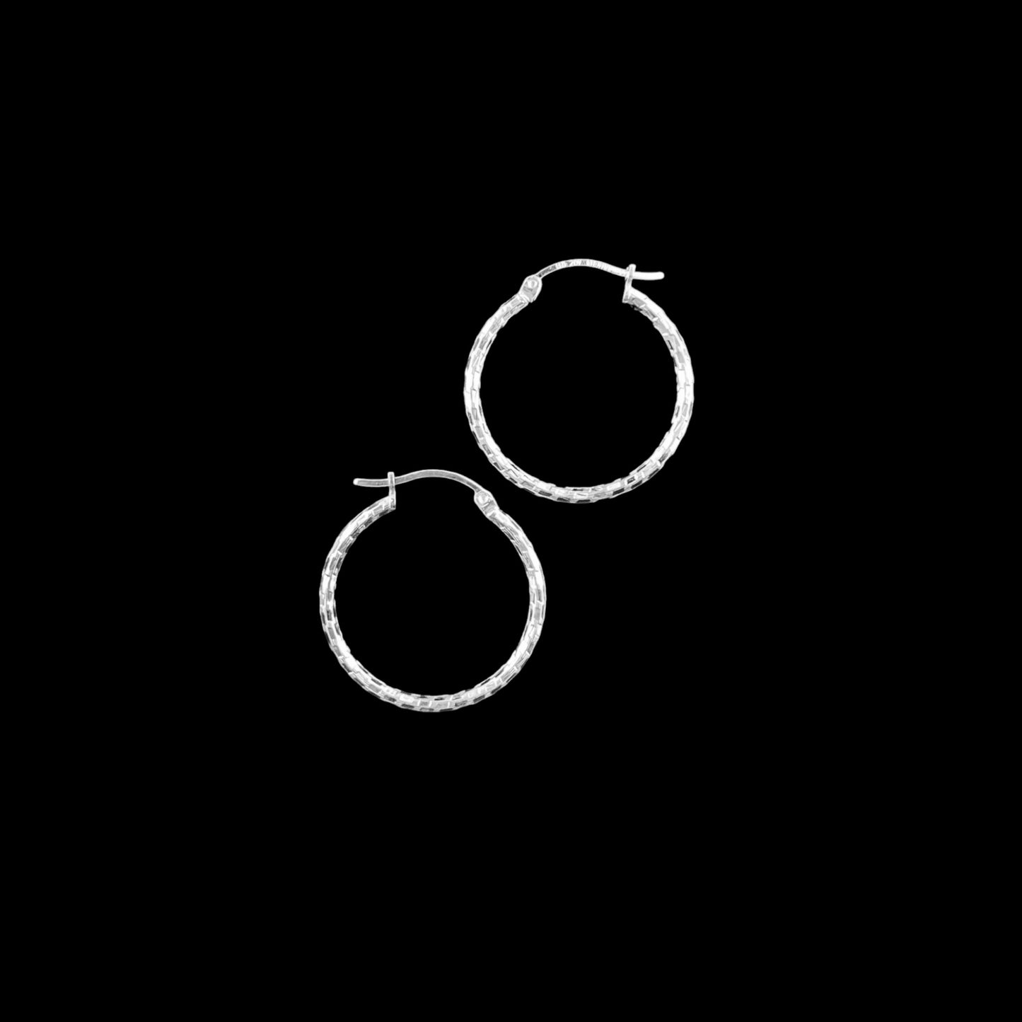 925 HOOP Silver Earrings Diamond Cut AD200CF