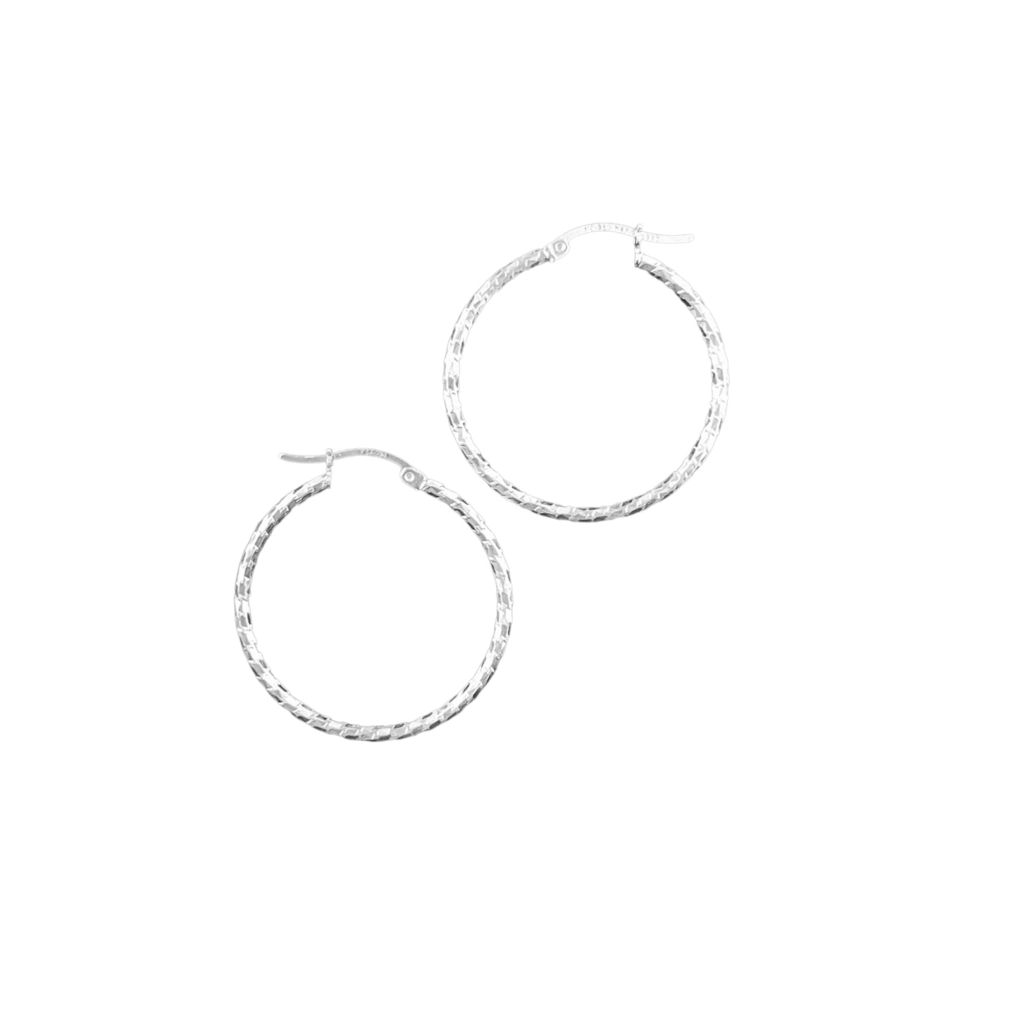925 HOOP Silver Earrings Diamond Cut AD200CF