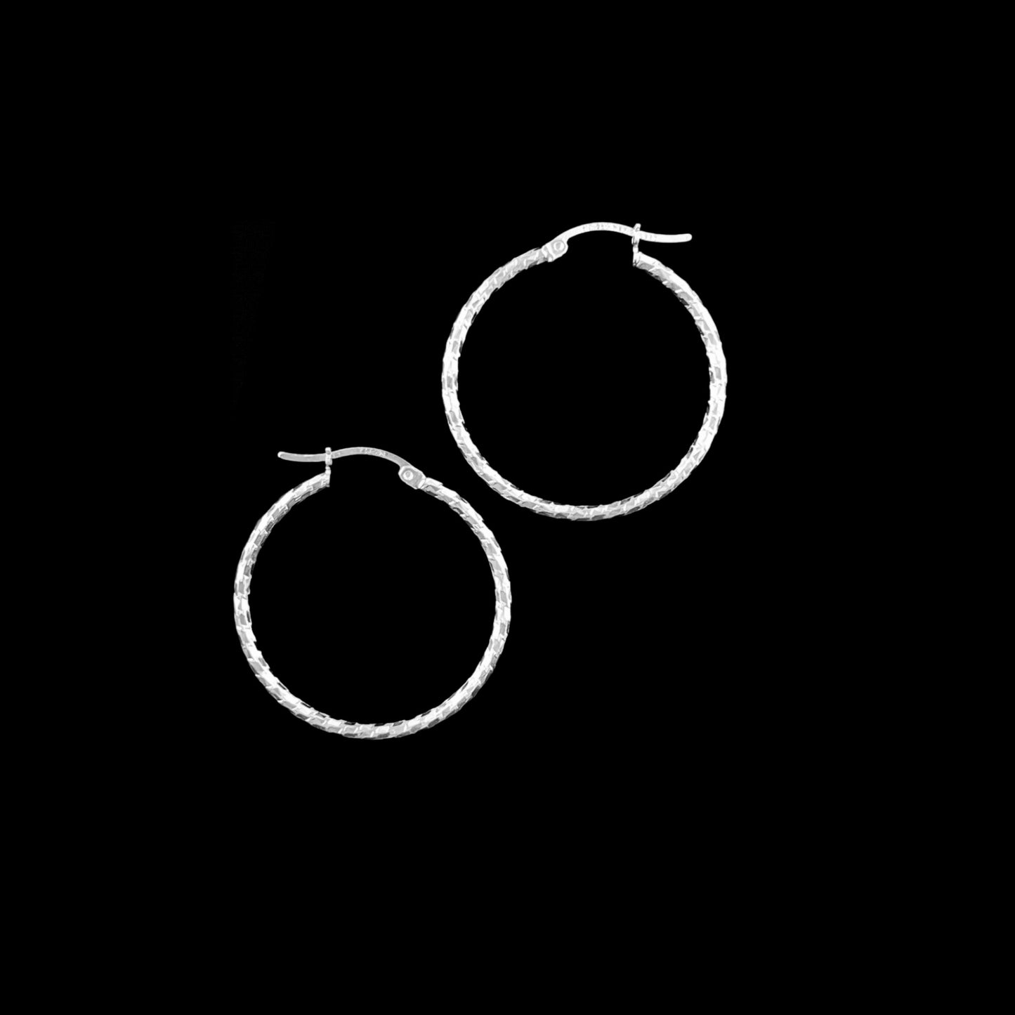 925 HOOP Silver Earrings Diamond Cut AD200CF